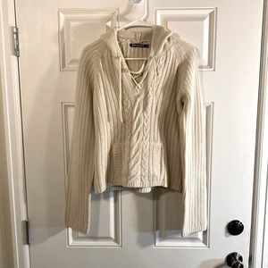 NWOT Prague cable knit wool sweater with hood.